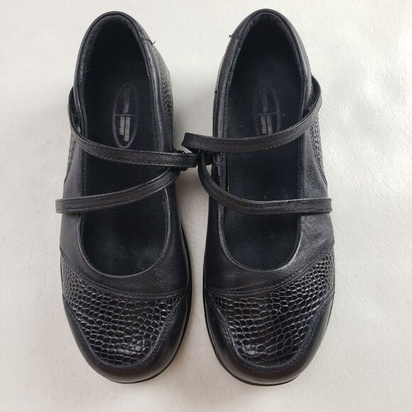 Aetrex Julia Mary Jane Shoe Womens 6.5 X Wide Black Leather Hook Loop Comfort - Picture 4 of 10